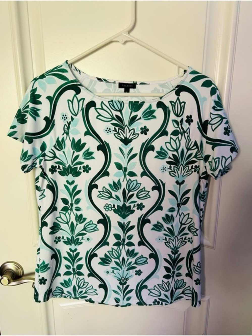 Talbots Green Floral Short-Sleeve Blouse